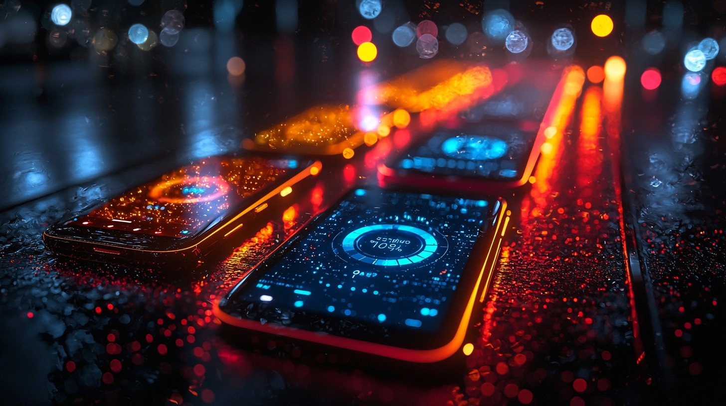 Smartphones running speed test apps